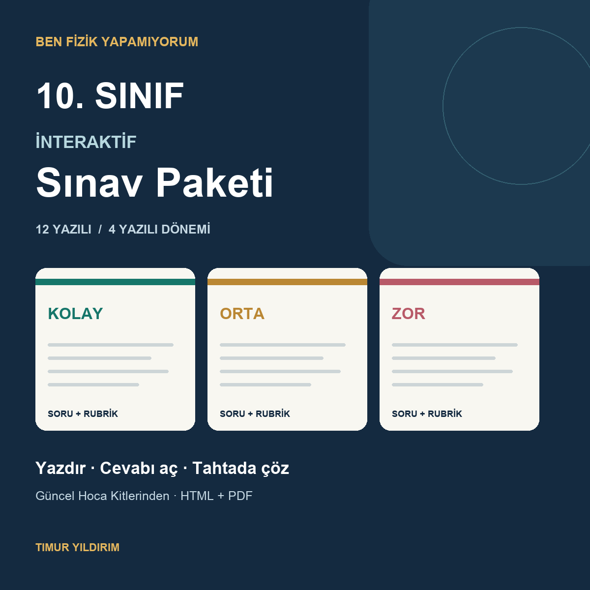 10. sınıf interaktif sınav paketi: kolay, orta, zor