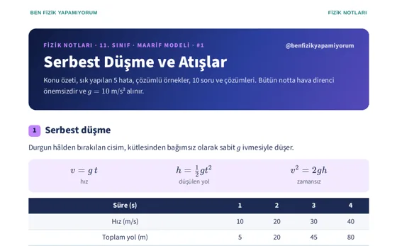11. sınıf fizik notu kapak görseli